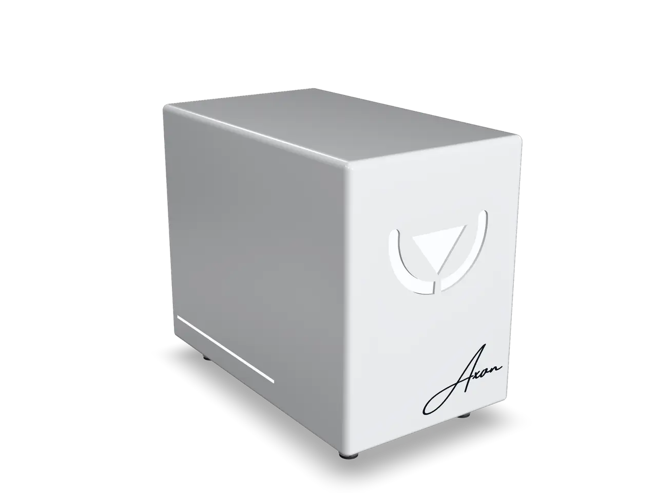 Wonder Axon device: a glossy white box with the illuminated Wonder emblem and the Axon signature
